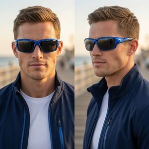 Sport Sunglasses Men Blue Frame UV Protection Driving Fishing Running UV400 New